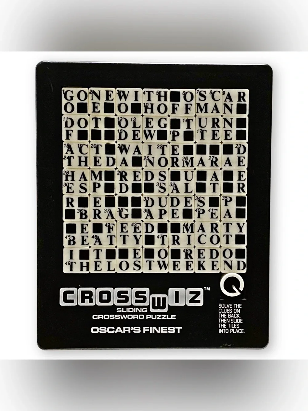 Crosswiz Vintage 1980s Oscar's Finest Handheld Sliding Crossword Puzzle Game